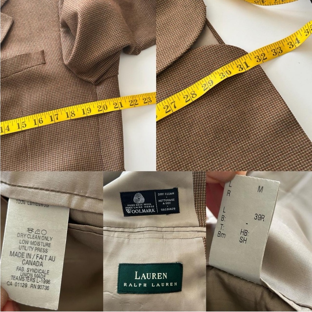 Vintage 1990s Lauren Ralph Lauren houndstooth 100% wool Sport Coat Preppy - Picture 7 of 8